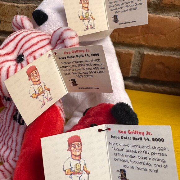 Vintage Set of 3 Salvino's Bammers Ken Griffey Jr The Family Series Beanies NWT - Picture 3 of 3